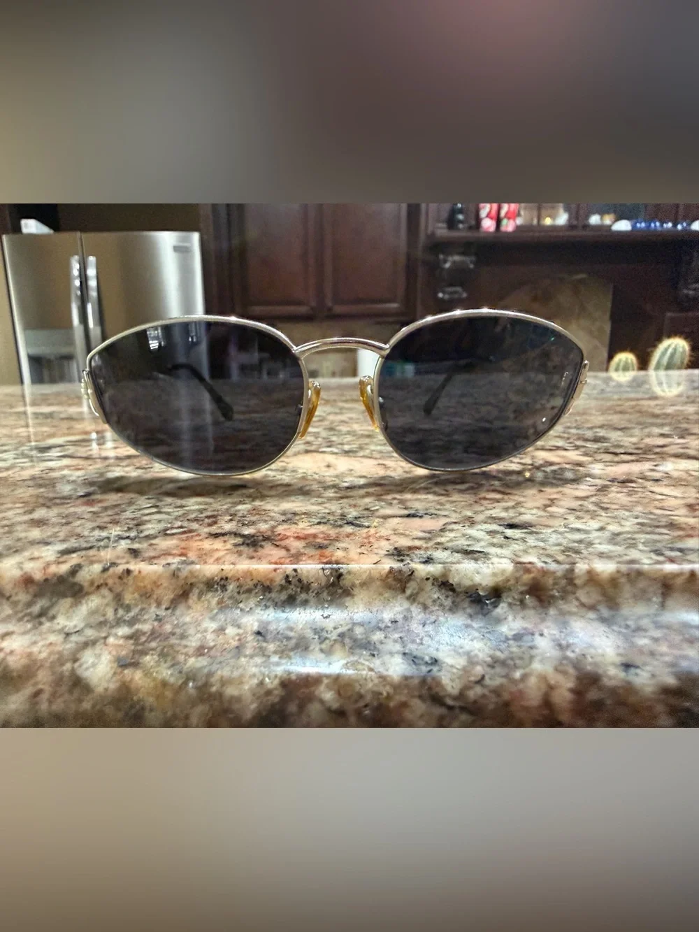 Gucci Classic Oval Horsebit Frame Sunglasses in Silver with Dark Lenses
